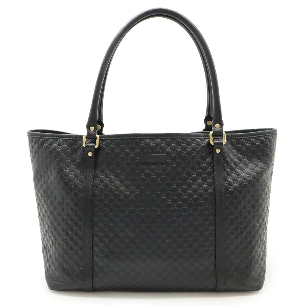 Gucci Microguccissima Tote Bag Shoulder Hobo Leather Black